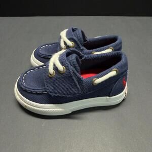 Polo Ralph Lauren Shoes Toddler Size 4 Denim Canvas Tennis Boat Shoe Navy Blue